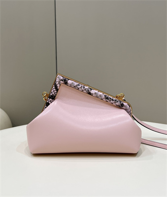 Fen.di FIRST SMALL Pink Leather Bag With Exotic Details