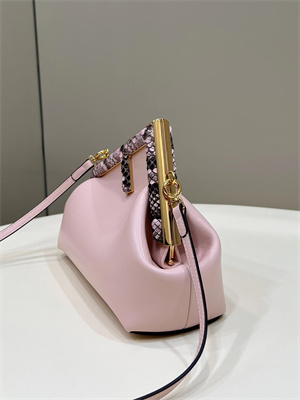 Fen.di FIRST SMALL Pink Leather Bag With Exotic Details