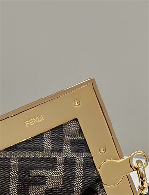 Fen.di FIRST SMALL Black Interlaced Leather Bag