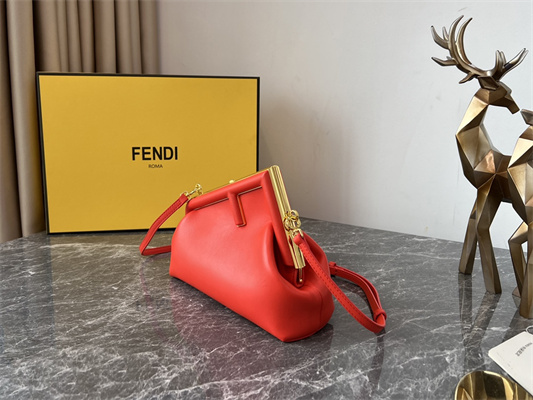 Fen.di FIRST SMALL Red Leather Bag