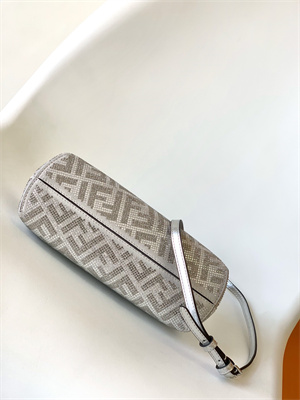 Fen.di FIRST SMALL Silver Leather Bag With Crystal FF Motif
