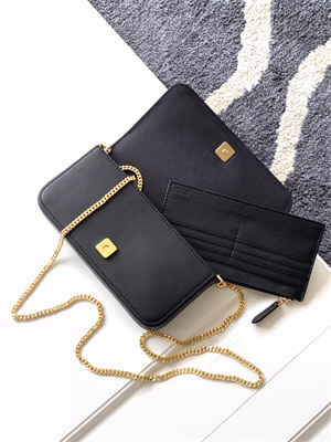 Fen.digraphy Chain Wallet Black Leather