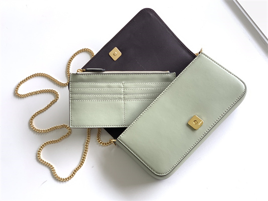 Fen.digraphy Chain Wallet Pale Green Leather