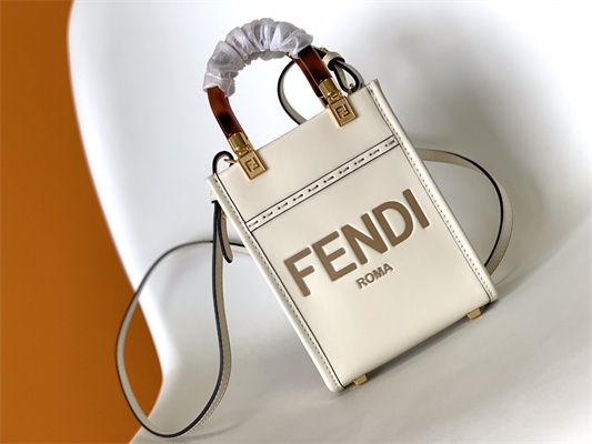 Fen.di MINI SUNSHINE SHOPPER White Leather
