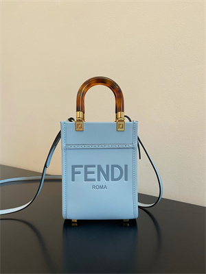Fen.di MINI SUNSHINE SHOPPER Blue Leather