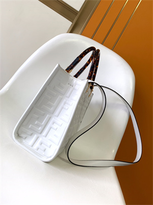 Fen.di SUNSHINE Small White Leather Shopper