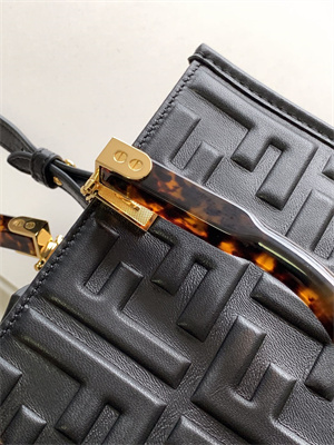 Fen.di SUNSHINE Small Black Leather Shopper