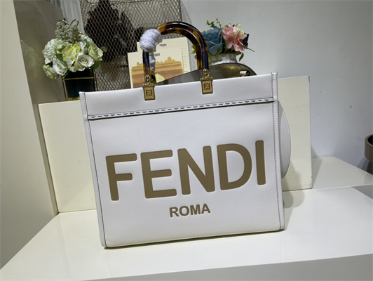 Fen.di SUNSHINE Medium White Leather Shopper