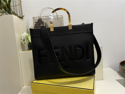 Fen.di SUNSHINE Medium Black Leather Shopper