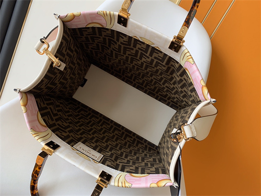 Fen.di FENDACE SUNSHINE Medium Multicolor Printed Leather Shopper