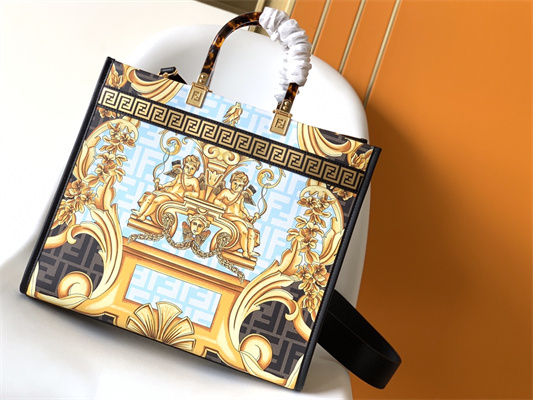 Fen.di FENDACE SUNSHINE Medium Multicolor Printed Leather Shopper