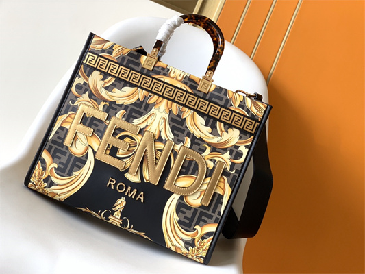 Fen.di FENDACE SUNSHINE Medium Multicolor Printed Leather Shopper
