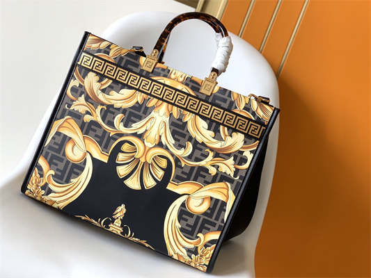Fen.di FENDACE SUNSHINE Medium Multicolor Printed Leather Shopper