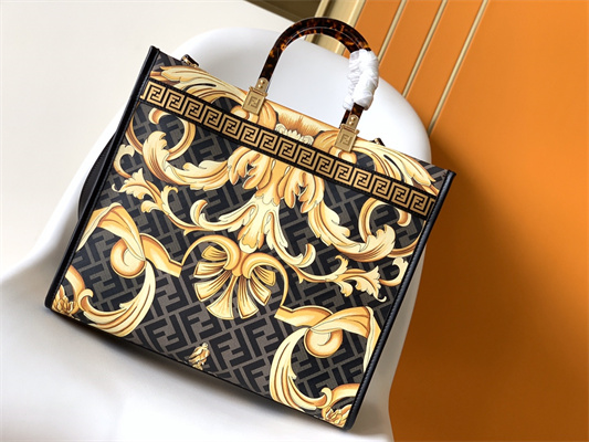 Fen.di FENDACE SUNSHINE Medium Multicolor Printed Leather Shopper