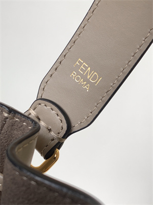 Fen.di MON TRESOR Dove Grey Tapestry Fabric Mini Bag With FF Motif