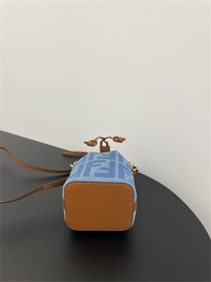 Fen.di MON TRESOR Light Blue Denim Mini Bag With FF Embroidery