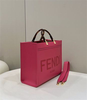Fen.di SUNSHINE Medium Fuchsia Leather Shopper