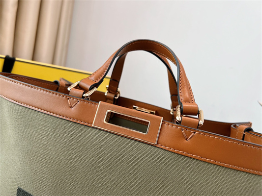 Fen.di Peekaboo X-Tote  Green Color Canvas