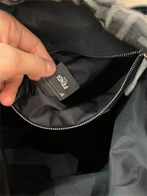 Fen.di Strike Medium Backpack Jacquard Fabric With Black and Grey FF Motif