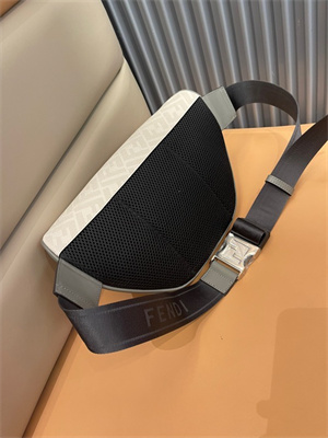 Fen.di Diagonal Cream Fabric Belt Bag