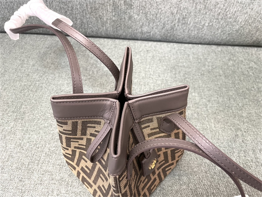 Fen.di ORIGAMI Mini Brown FF Jacquard Fabric Bag That Can be Transformed