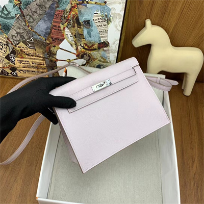 Kelly Danse Bag Evercolor Leather Silver Tone Metal In Mauve Pale Color HS