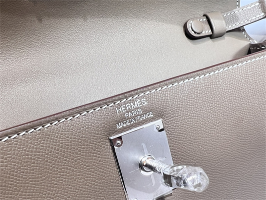 Kelly Elan Bag Madame Leather Silver Tone Metal In Trench Color HS