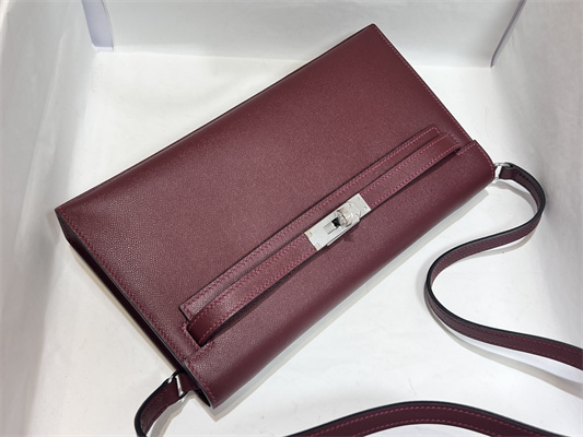 Kelly Elan Bag Madame Leather Silver Tone Metal In Bordeaux Color HS