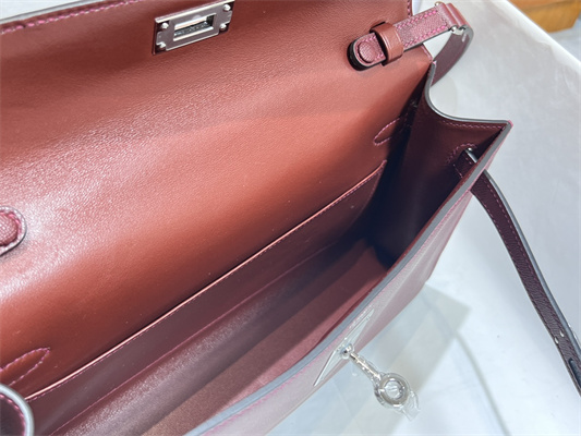 Kelly Elan Bag Madame Leather Silver Tone Metal In Bordeaux Color HS