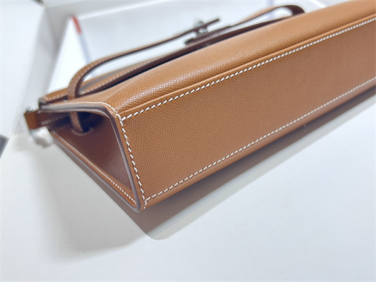 Kelly Elan Bag Madame Leather Silver Tone Metal In Gold Color HS