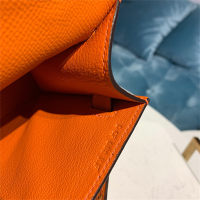 Kelly Pochette Bag Epsom Leather Gold/Silver hardware In Orange Color HS