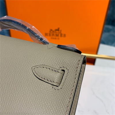 Kelly Pochette Bag Epsom Leather Gold/Silver hardware In Trench Color HS