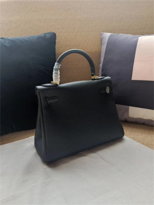 Kelly Retourne Bag Calfskin Leather 25/28CM Gold/Silver Hardware In Black Color