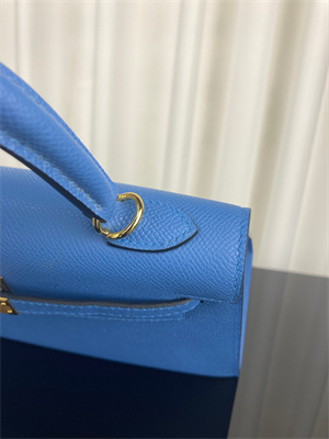 Kelly Sellier Bag Epsom Leather 25/28CM Gold/Silver Hardware In Bleu Zanzibar Color HS