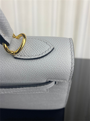 Kelly Sellier Bag Epsom Leather 25/28CM Gold/Silver Hardware In Blue Brume Color HS