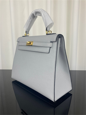 Kelly Sellier Bag Epsom Leather 25/28CM Gold/Silver Hardware In Blue Brume Color HS