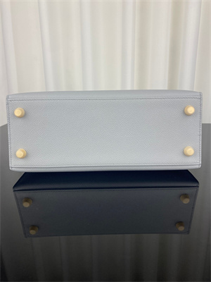 Kelly Sellier Bag Epsom Leather 25/28CM Gold/Silver Hardware In Blue Brume Color HS