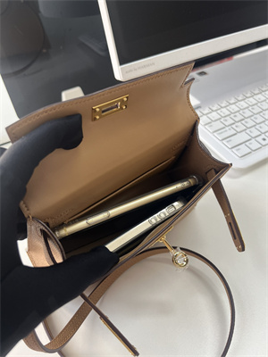 Kelly Mini II Bag Epsom Leather Gold/Silver Hardware In Biscuit Color HS