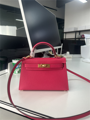 Kelly Mini II Bag Epsom Leather Gold/Silver Hardware In Rose Shocking Color HS
