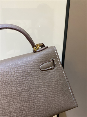 Kelly Mini II Bag Epsom Leather Gold/Silver hardware In Etoupe Color