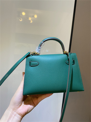 Kelly Mini II Bag Epsom Leather Gold/Silver hardware In Malachite Color
