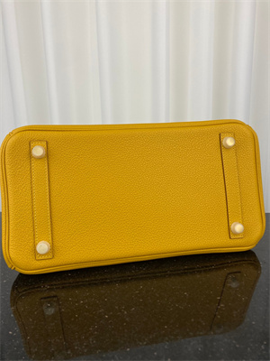 Bir.kin Bag TOGO Leather 25/30/35CM Gold/Silver Hardware In Jaune Amber Color HS