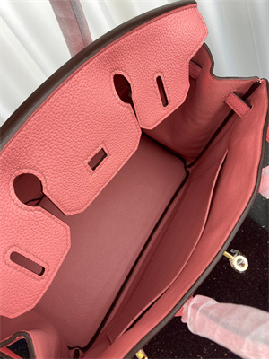 Bir.kin Bag TOGO Leather 25/30/35CM Gold/Silver Hardware In Rose Confetti Color HS