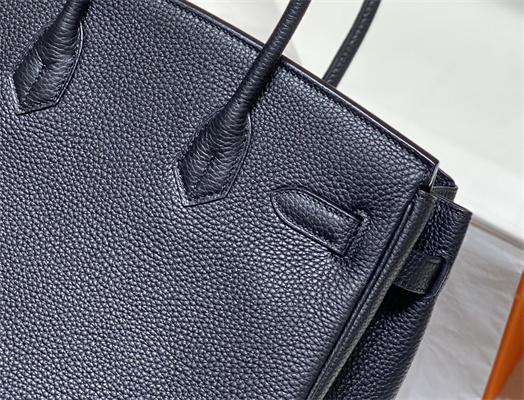 Bir.kin Bag Calfskin Leather 25/30/35CM Gold/Silver Hardware In Black Color