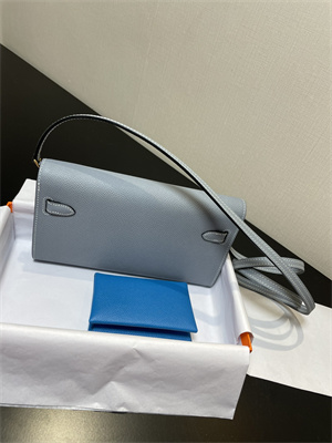 Kelly Classique To Go wallet Epsom Leather Gold Tone Metal In Blue Lin Color HS