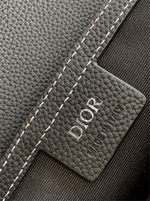 Di.or Mini Saddle Messenger Bag With Flap Black Grained Calfskin