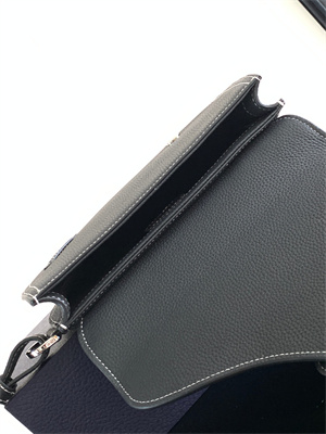 Di.or Saddle Pouch Black Grained Calfskin