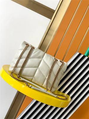 Y.S.L TOY PUFFER In Nappa Lambskin Gold Tone Metal White Color