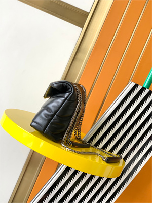 Y.S.L TOY PUFFER In Nappa Lambskin Silver Tone Metal Black Color