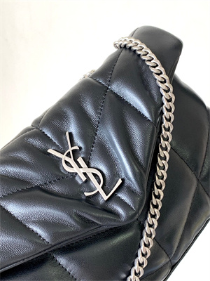 Y.S.L TOY PUFFER In Nappa Lambskin Silver Tone Metal Black Color